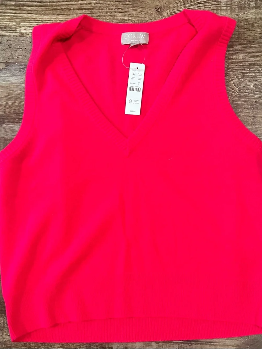 J.Crew Cashmere  Sleeveless V-Neck Knit Sweater Vest - Hot Pink
